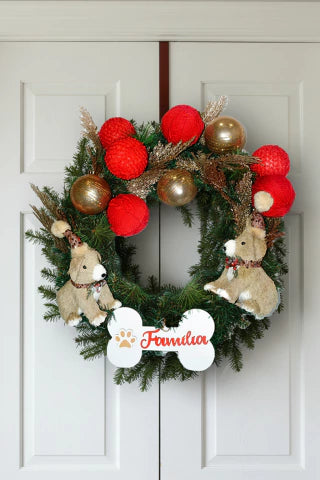 Kit Guirlanda Faça Você Mesmo Pet Cachorro Família - Vermelho/Branco - 60cm