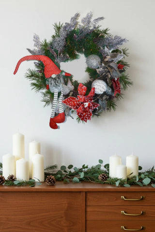 Kit Guirlanda Faça Você Mesmo Noel Escandinavo - Vermelho/Prata/Branco - 60cm