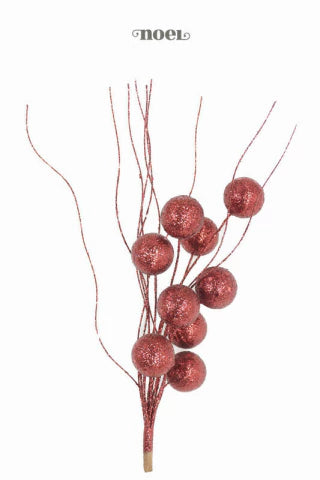 Galho natalino c/ glitter bordô - 45cm c/1