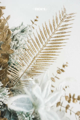 Galho natalino c/ glitter champanhe - 42cm c/1