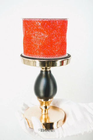 Fita Natal aramada organza glitter vermelho/prata - 6,3cmx9,14m c/1