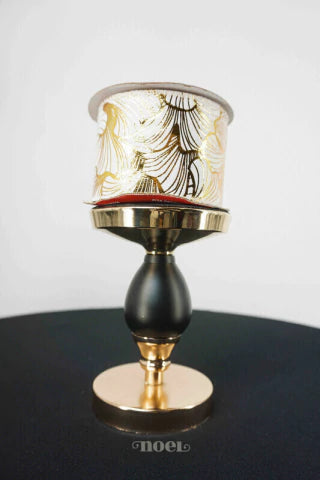 Fita Natal aramada veludo c/ detalhes dourado/branco - 6,3cmx9,14m c/1