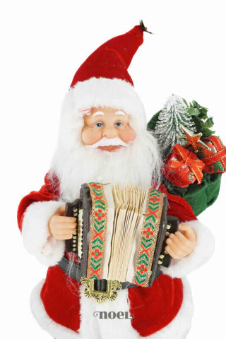 Papai Noel em pé c/ música/movimento vermelho/branco - 30cm