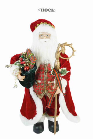 Papai Noel em Pé c/ Presentes Vermelho/Verde/Branco - 60cm