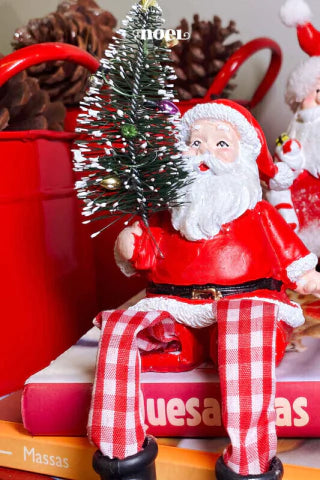 Papai Noel sentado tecido/resina vermelho/branco - 20