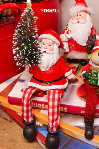 Papai Noel sentado tecido/resina vermelho/branco - 20